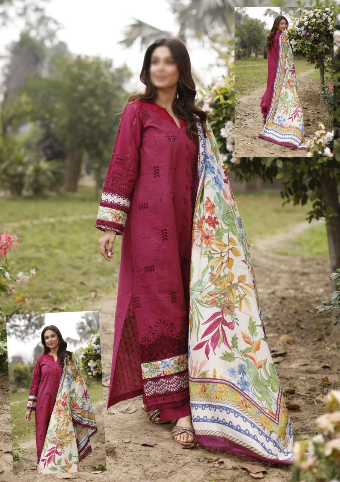 MANARA X WEARZA PREMIUM PURE LAWN WITH DIGITAL SILK DUPPATA 2024 - Wearza