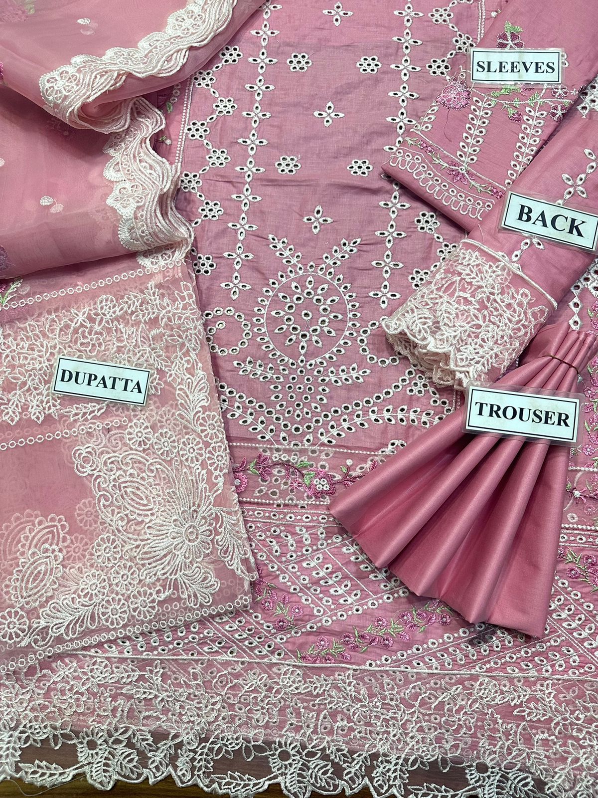 Bin Ilyas Newly Launched Pink & Sky Chikankari Demanding With Organza Duppata 2024 - Wearza