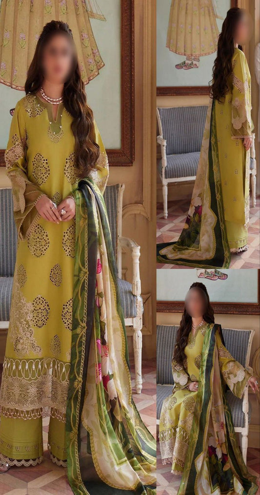 Elaaf X Wearza Premium Pure Lawn Dress With Digital Silk Duppata 2024 - Wearza