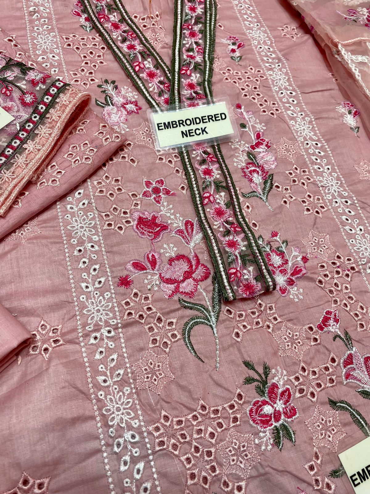 Elan X Wearza Moe Te Pinkish Luxury Premium Pure Chikenkari Lawn With Organza Duppata 2024 - Wearza