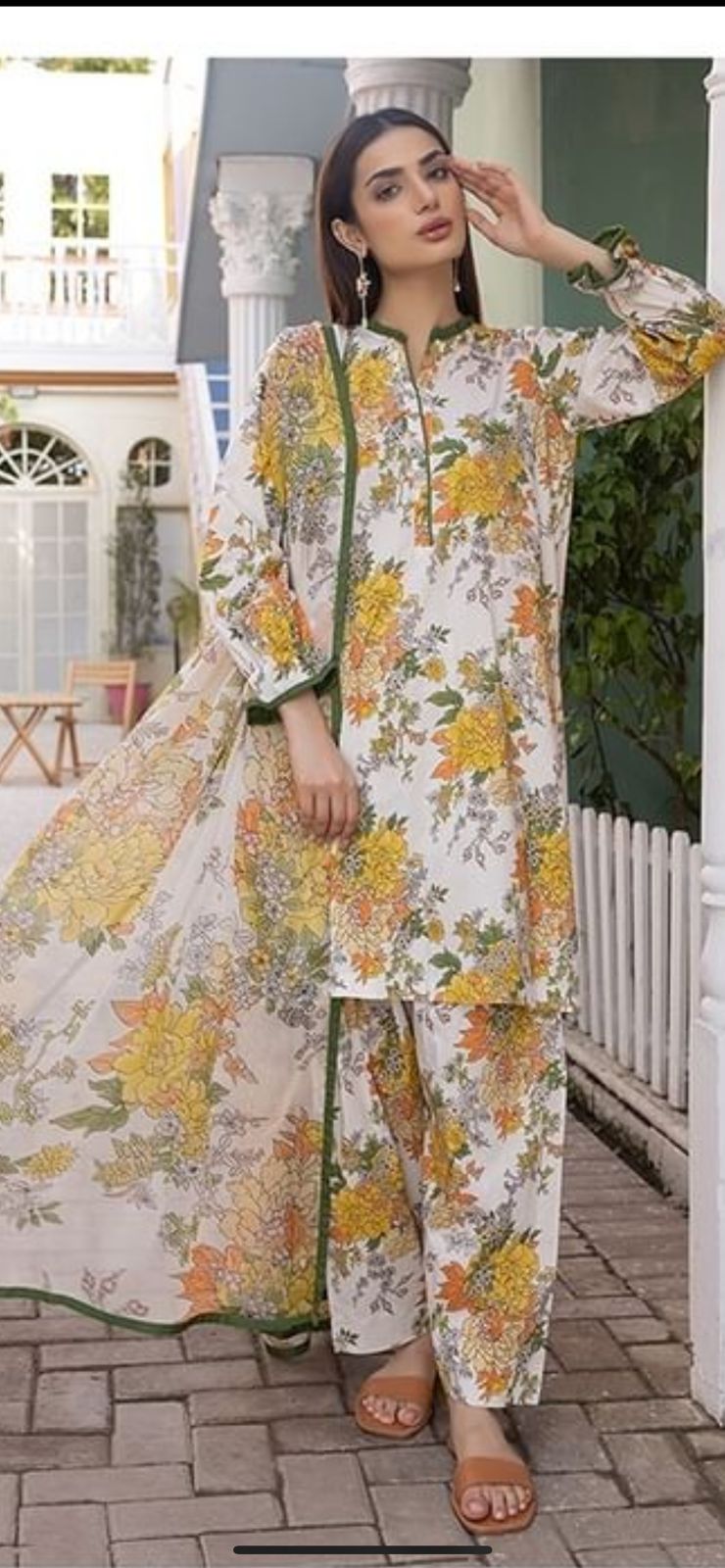 WEARZA MOST DEMANDING ARTICLE FLORAL PRINT SWISS LAWN WITH SILK DUPPATA 2024 - Wearza