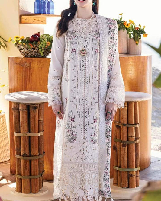 WEARZA MOST HIT BEAUTIFUL ARTICLE PREMIUM PURE CHIKANKARI LAWN SEQUENCE WORK WITH CHIFFON DUPPATA 2024 - Wearza