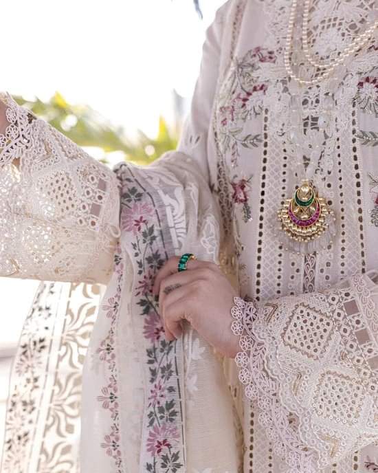 WEARZA MOST HIT BEAUTIFUL ARTICLE PREMIUM PURE CHIKANKARI LAWN SEQUENCE WORK WITH CHIFFON DUPPATA 2024 - Wearza