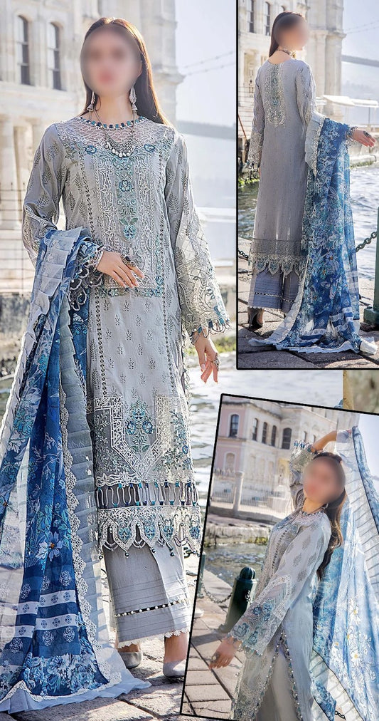 Adan Libas Code 003 Most Demanding Premium Pure Chikankari Lawn With Silk Duppata 2024 - Wearza