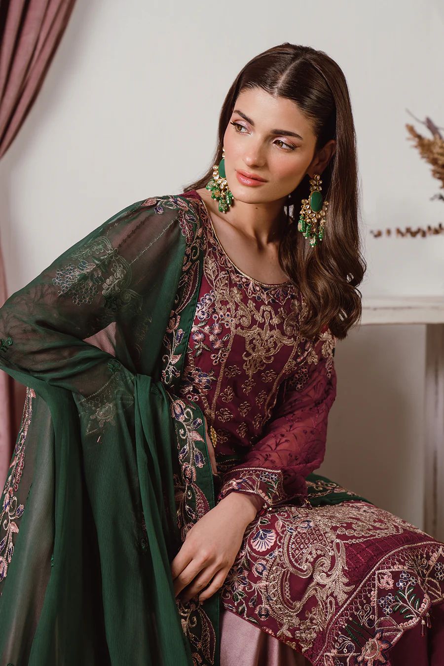 WEARZA PREMIUM SEMI PURE CHIFFON EMBROIDERED DRESS WEDDING COLLECTION 2024 - Wearza