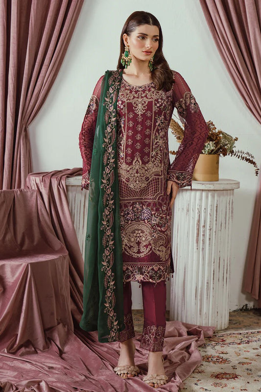 WEARZA PREMIUM SEMI PURE CHIFFON EMBROIDERED DRESS WEDDING COLLECTION 2024 - Wearza