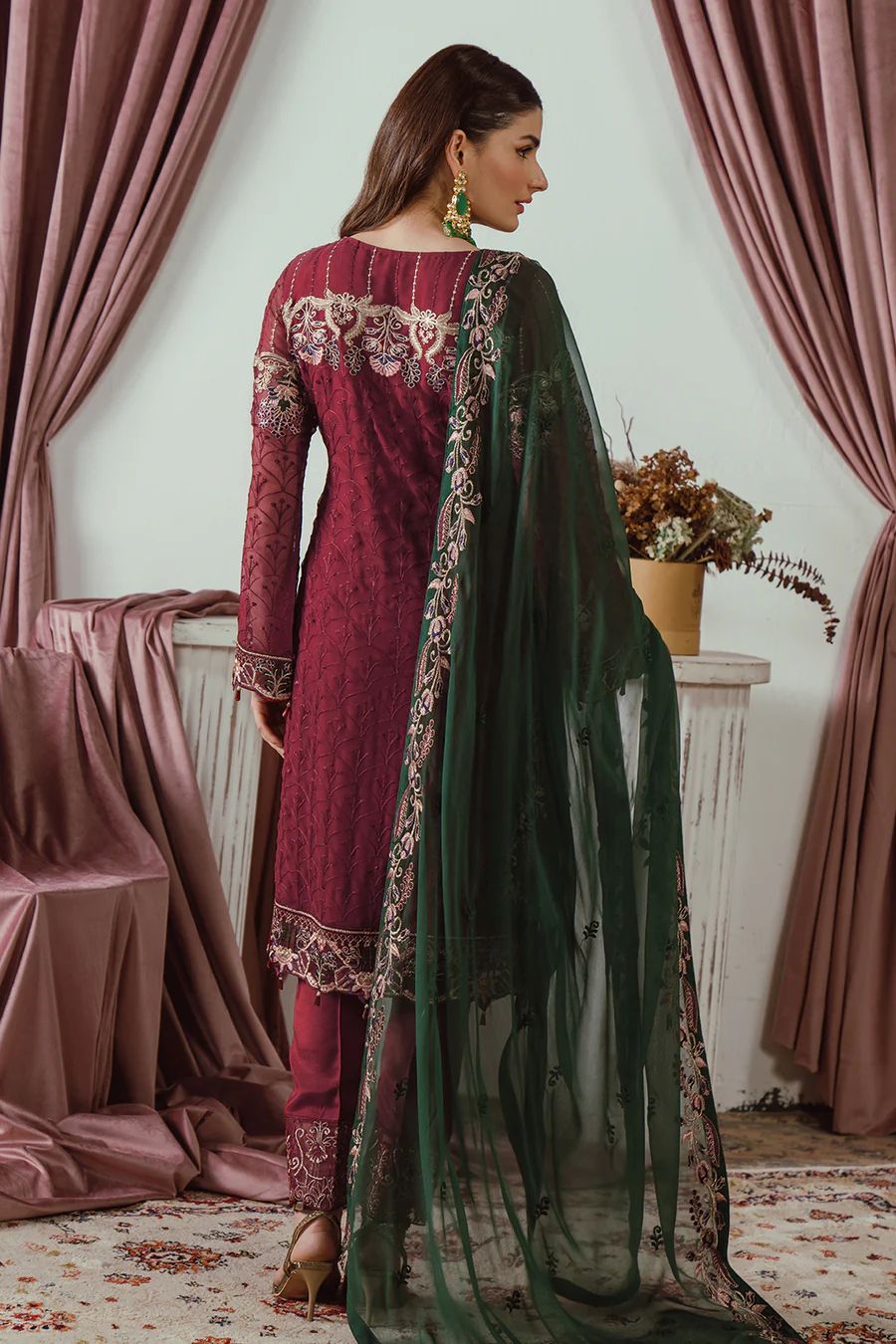 WEARZA PREMIUM SEMI PURE CHIFFON EMBROIDERED DRESS WEDDING COLLECTION 2024 - Wearza