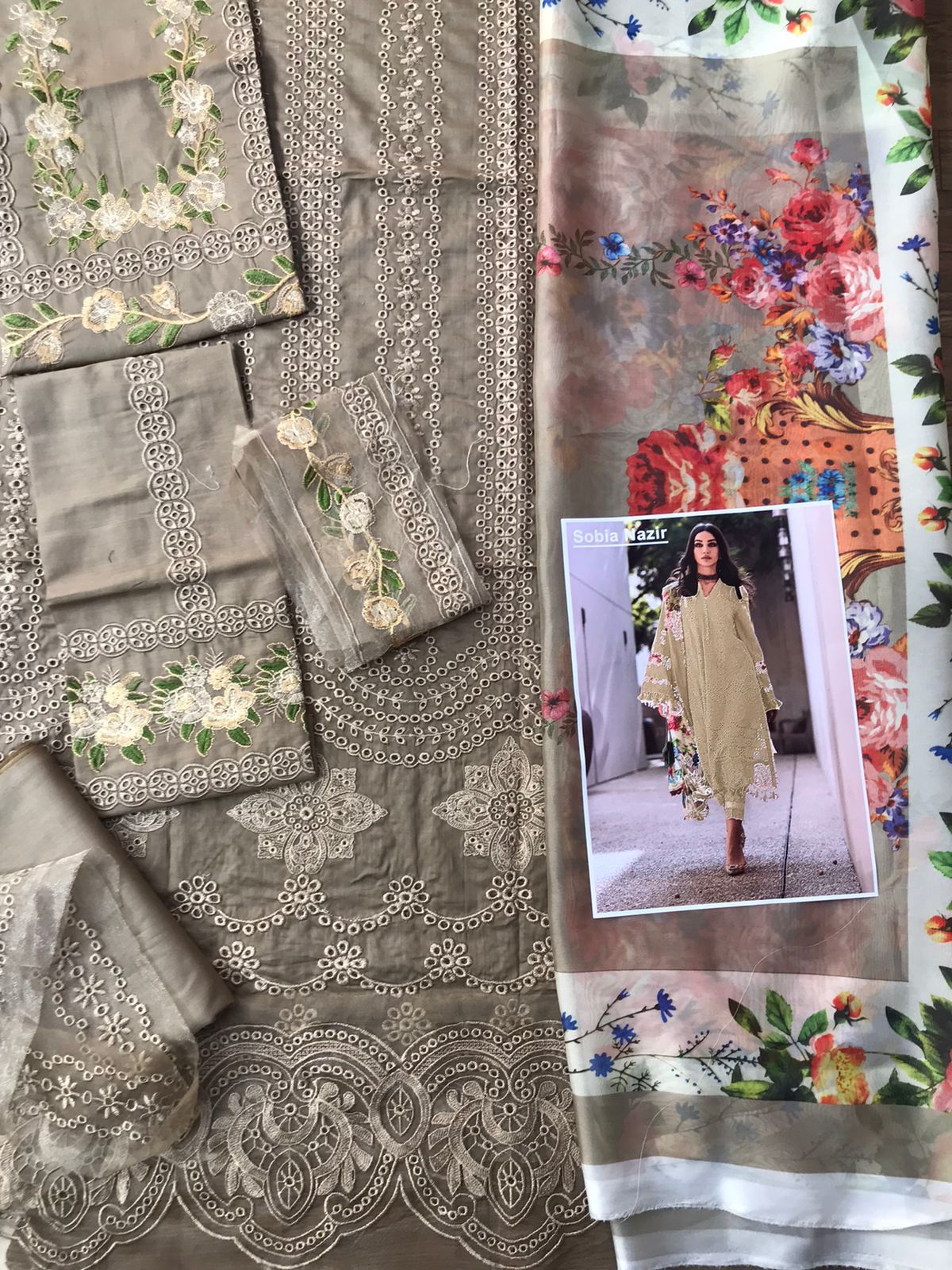 SOBIA NAZIR X WEARZA LUXURY PREMIUM PURE LAWN WITH PURE SILK DIGITAL PRINT DUPPATA 2024 - Wearza