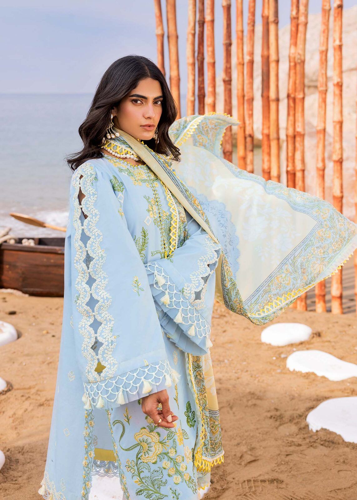 WEARZA SKYLINE BEAUTY ARTICLE MOST HOT PREMIUM PURE LAWN WITH DIGITAL SILK DUPPATA 2024 - Wearza