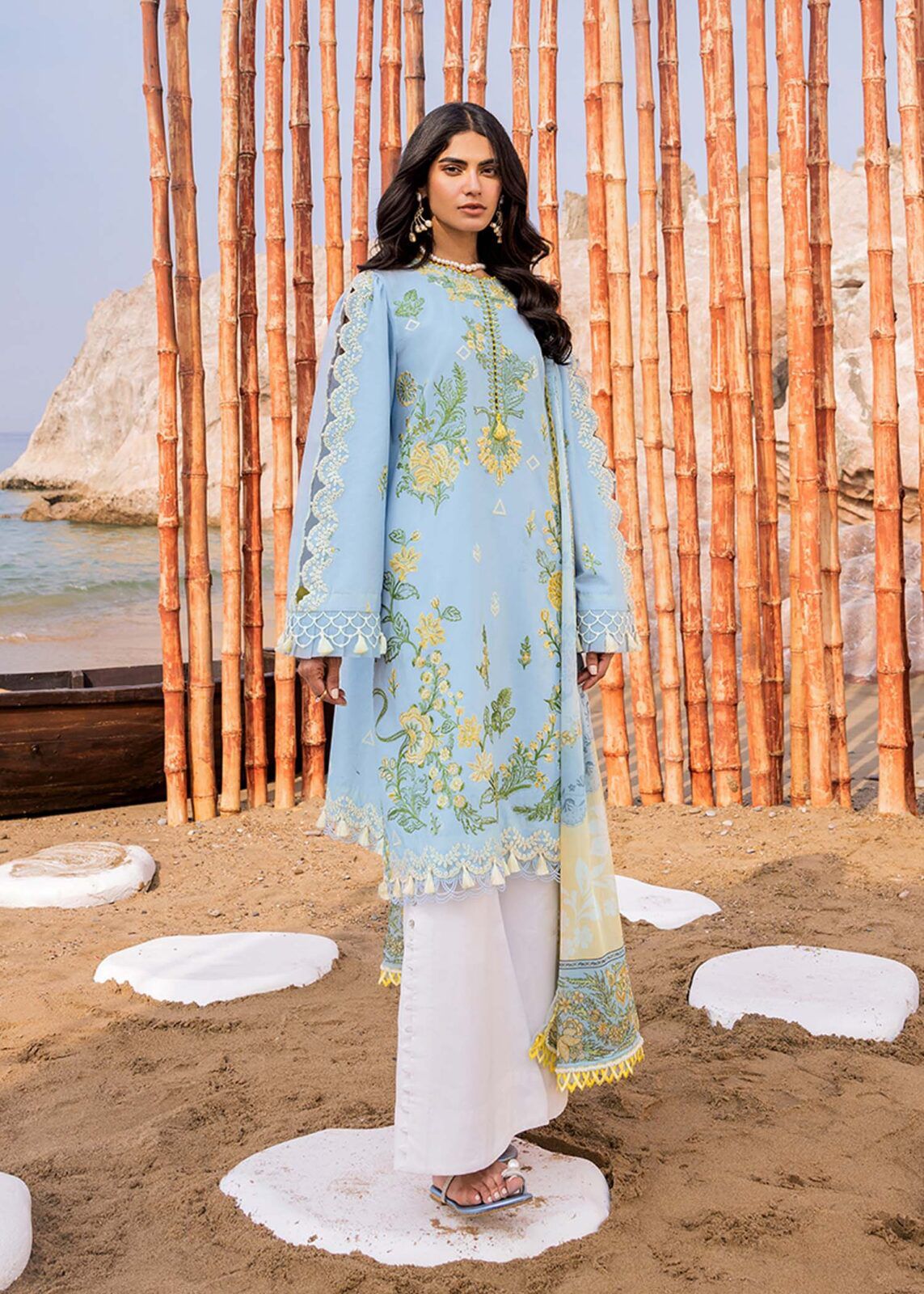 WEARZA SKYLINE BEAUTY ARTICLE MOST HOT PREMIUM PURE LAWN WITH DIGITAL SILK DUPPATA 2024 - Wearza