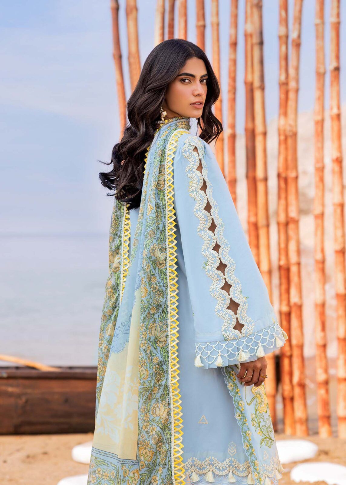 WEARZA SKYLINE BEAUTY ARTICLE MOST HOT PREMIUM PURE LAWN WITH DIGITAL SILK DUPPATA 2024 - Wearza