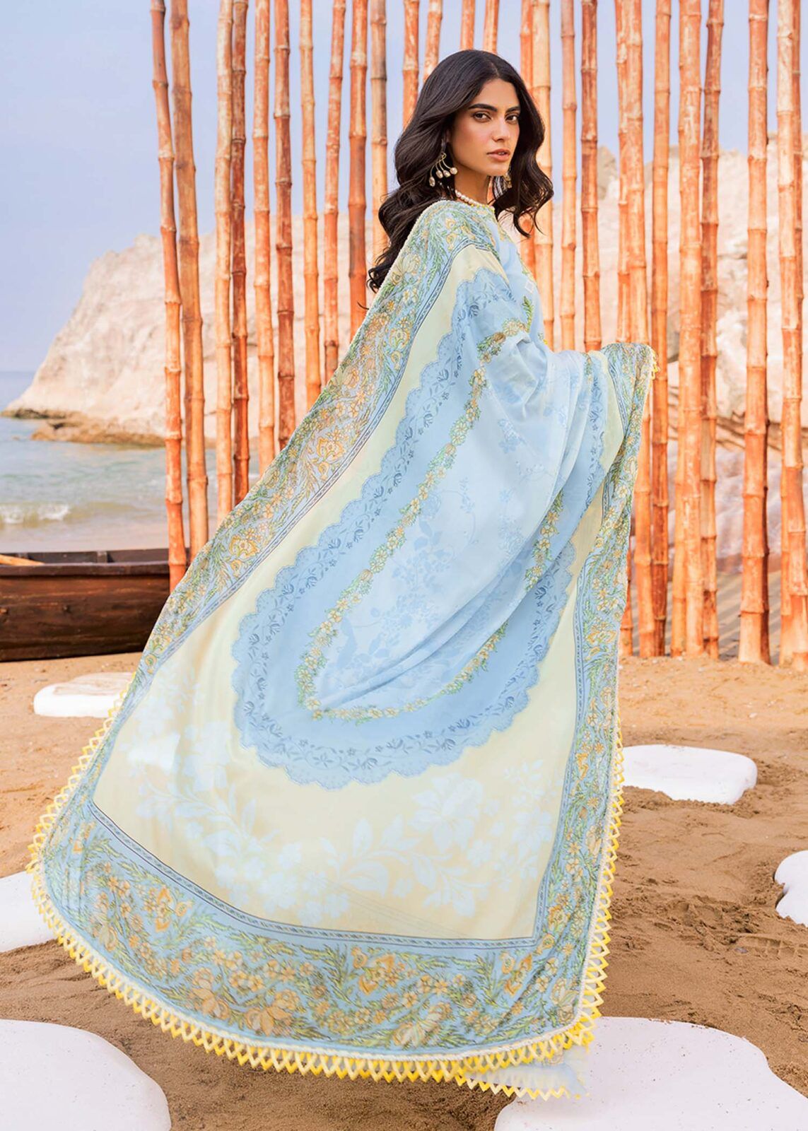 WEARZA SKYLINE BEAUTY ARTICLE MOST HOT PREMIUM PURE LAWN WITH DIGITAL SILK DUPPATA 2024 - Wearza