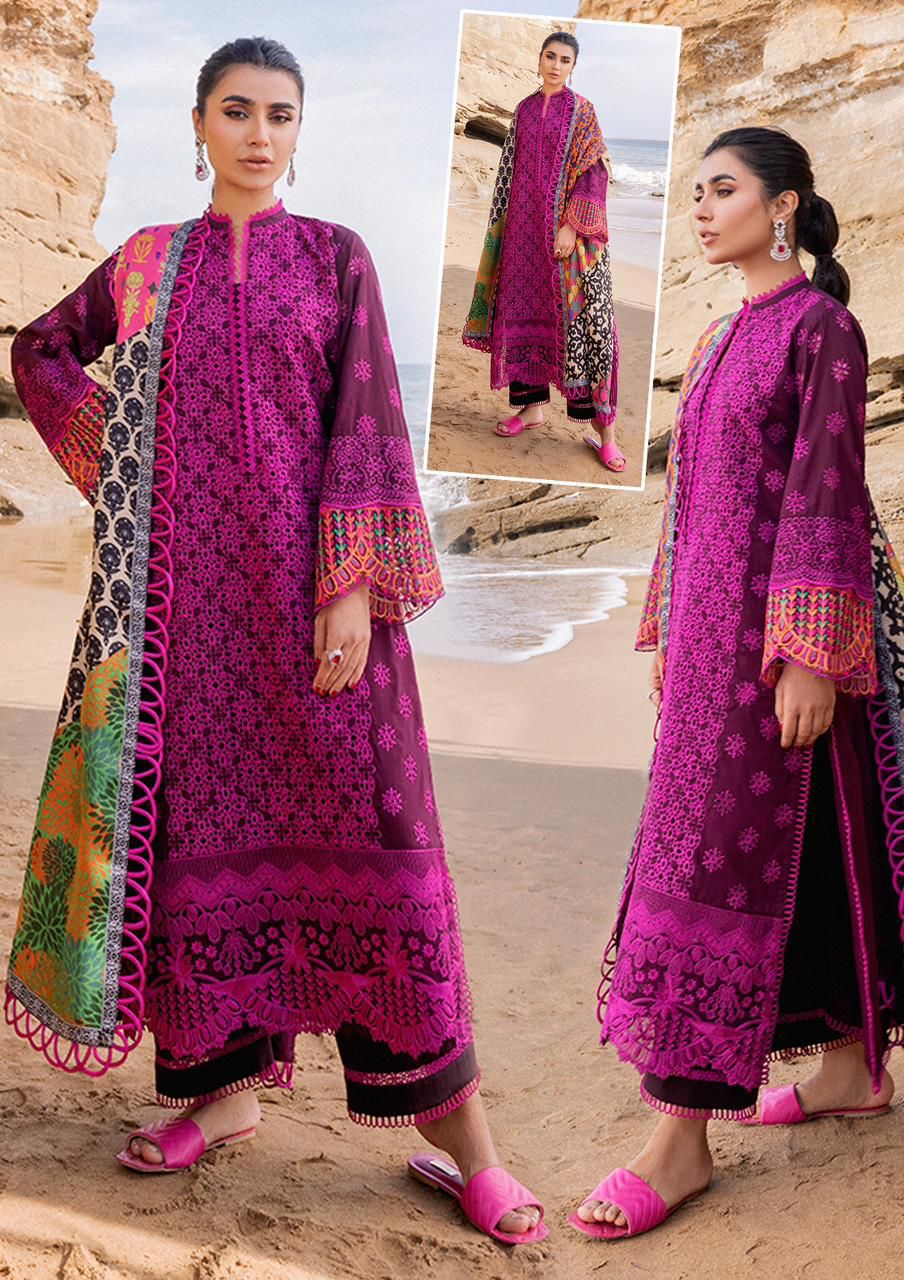 ZAINAB CHOTTANI X WEARZA 100% COTTON CHIKANKARI WITH SILK DUPPATA 2024 - Wearza