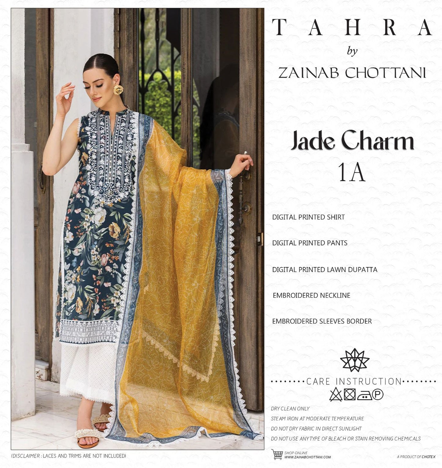 ZAINAB CHOTANI X WEARZA PURE PRINTED LAWN WITH PREMIUM QUALITY LAWN DUPPATA 2024 - Wearza