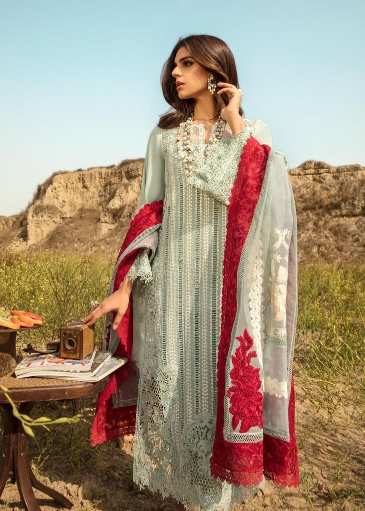 Crimson X Wearza Premium Pure Chikankari Lawn With Heavy Embroidered Organza Dupatta 2024 - Wearza