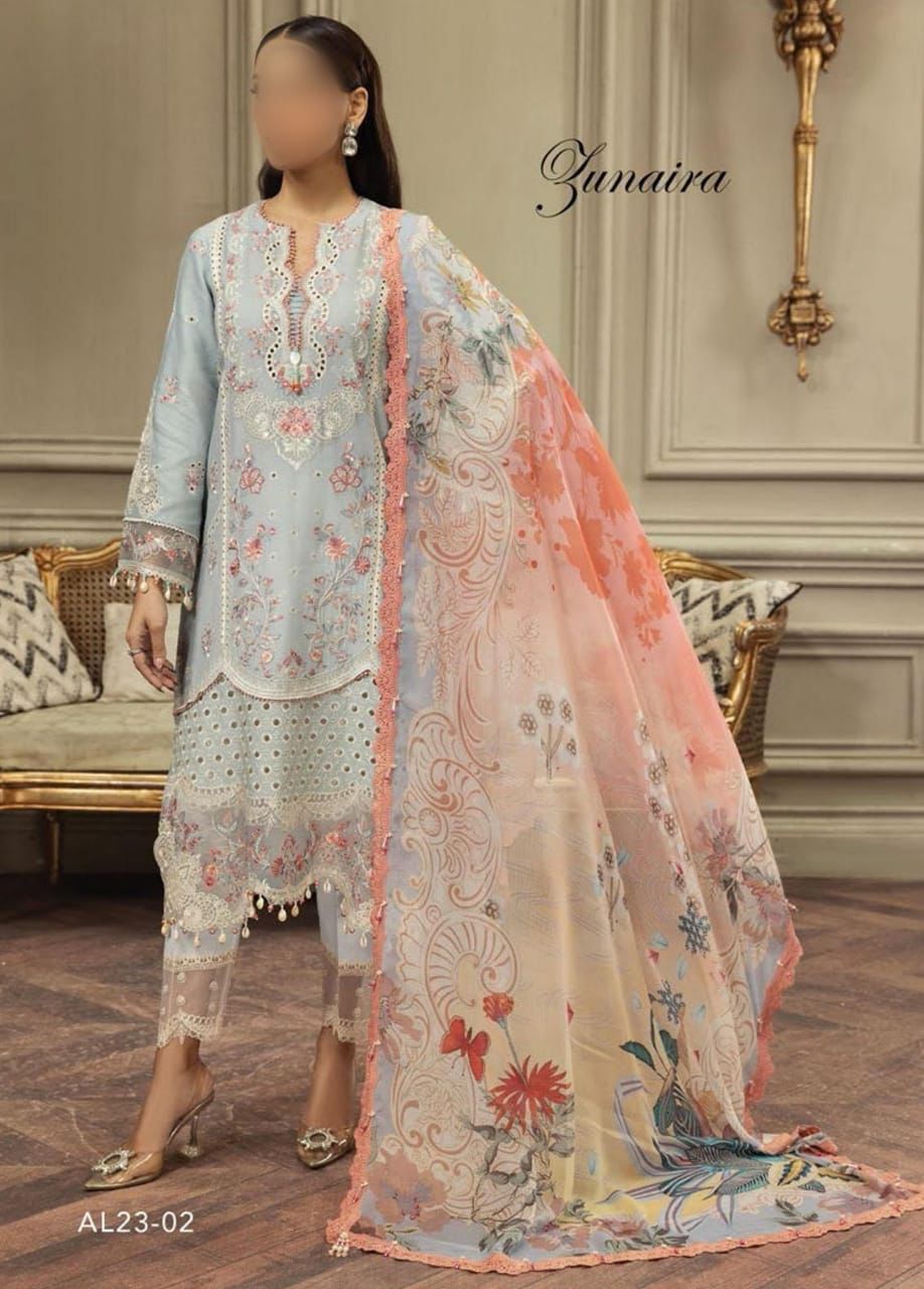 Anaya X Wearza Most Hit Design Premium Plain Lawn With Digital Silk Printed Dupatta 2024 - Wearza