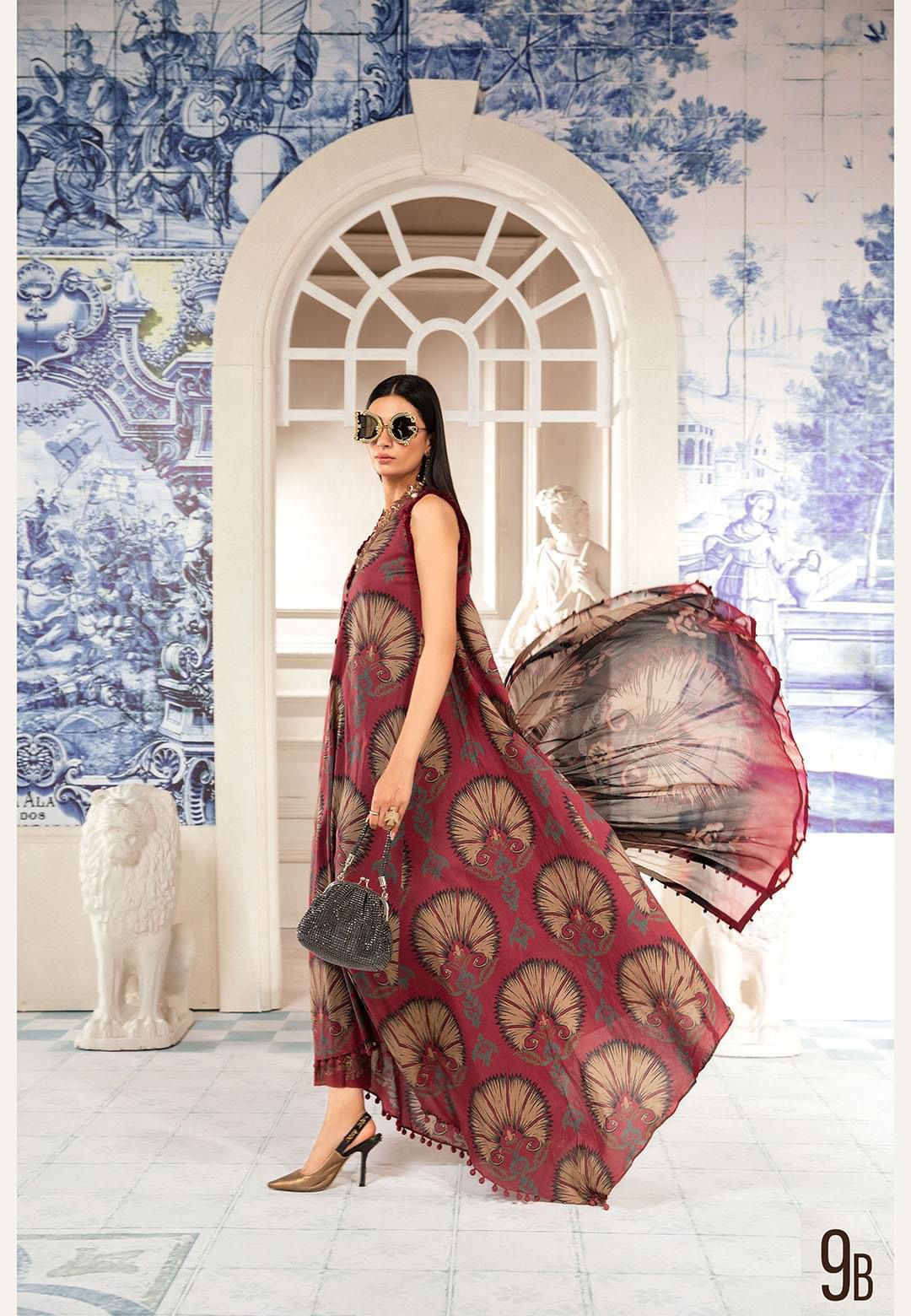 M-PRINT X WEARZA MOST HIT DESIGN PREMIUM PURE PRINTED LAWN HEAVY EMB WITH PRINTED CHIFFON DUPATTA 2024 - Wearza