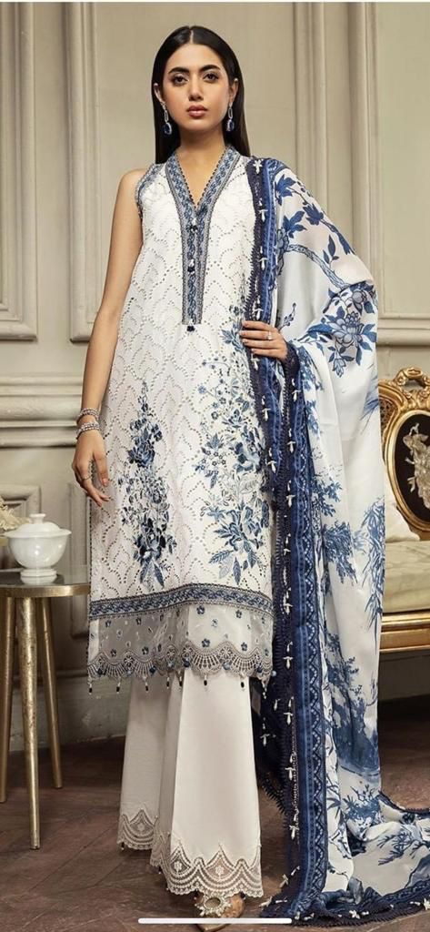 Anaya Premium Lawn Pure Chikankari With Silk Emb duppata 2024 - Summer Collection - Wearza