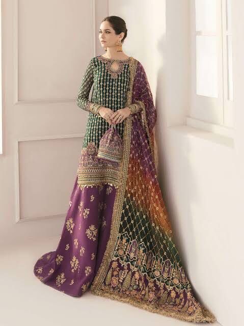 Baroque Semi Pure Chiffon Garara Heavy Emb Fancy Wedding Collection 2024 - Wearza