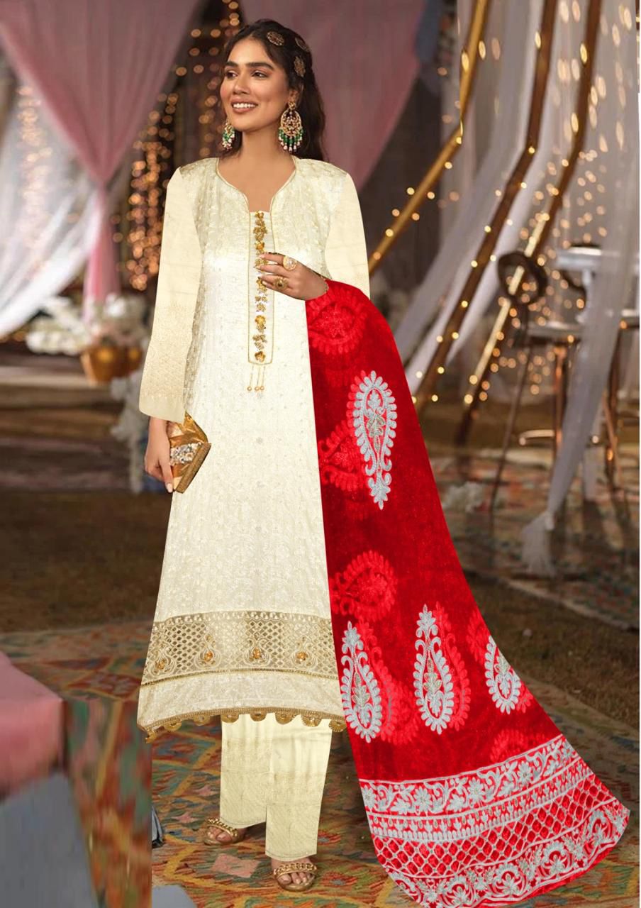 Bin Saeed 100% Original Diamond Brand Semi Stitched Pure Lawn With Soft Net Duppata 2024 WEARZA