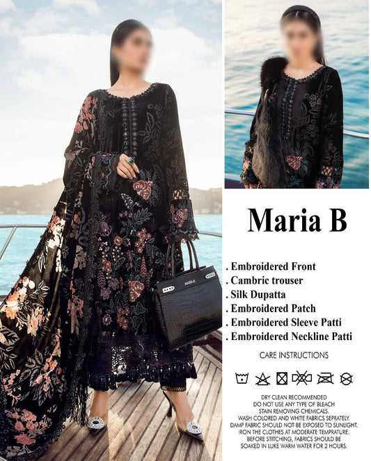 Maria B Luxury Premium Pure Airjet Lawn Emb With Pure Printed Silk Duppata 2024 WEARZA