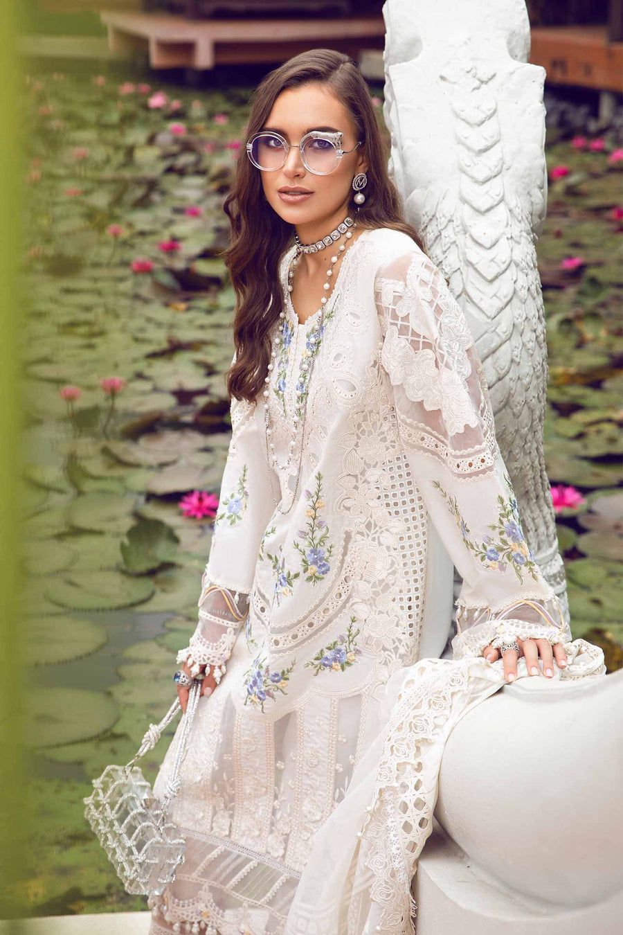 Maria B Luxury WM-126 Premium Pure Lawn Emb With Soft Organza Burnout Duppata 2024 WEARZA