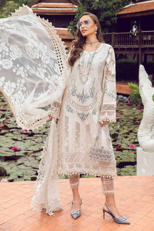 Maria B Luxury WM-126 Premium Pure Lawn Emb With Soft Organza Burnout Duppata 2024 WEARZA