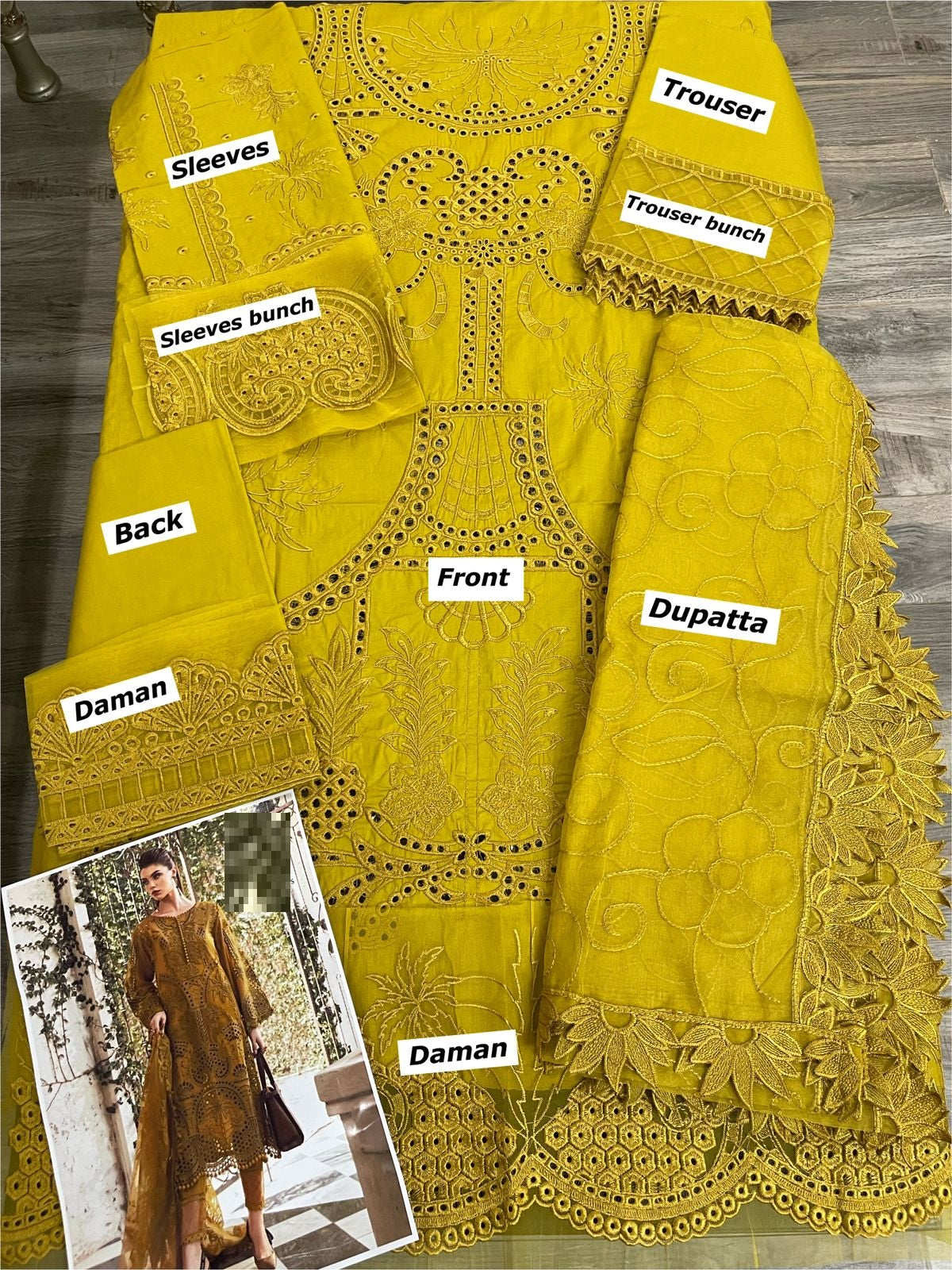 Maria B Most Hit Code Gold Premium Pure Lawn With Pure Organza Duppata 2024 WEARZA