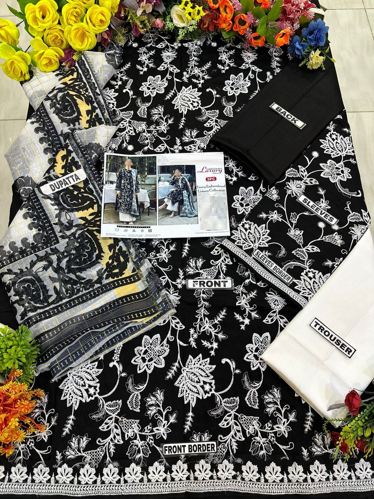 Zara Shahjahan Black Beauty Premium Pure Lawn With Diamond Duppata 2024 WEARZA