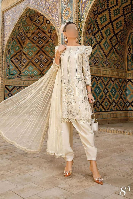 Maria B Chikankari Wz-021  Luxury Premium Chikankari Pure Lawn With Chiffon Duppata 2024 WEARZA