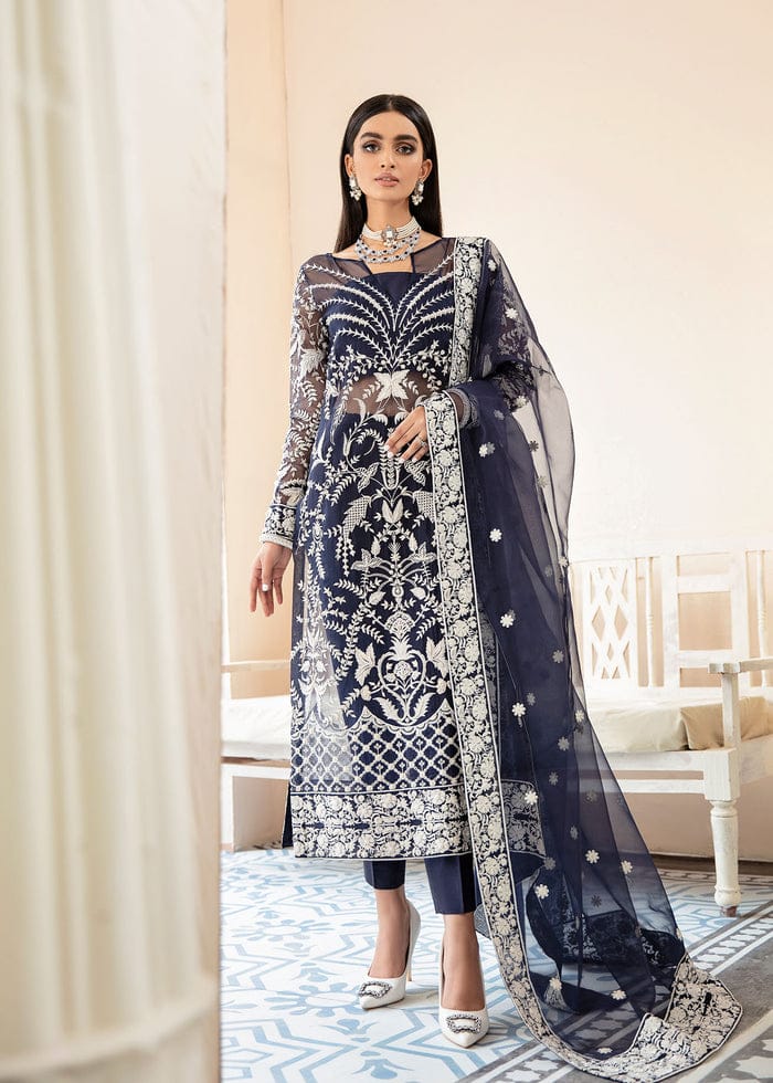 Akbar Aslam Navy Hit Code Pure Organza WIth Pure Organza Ready Duppata 24 WEARZA