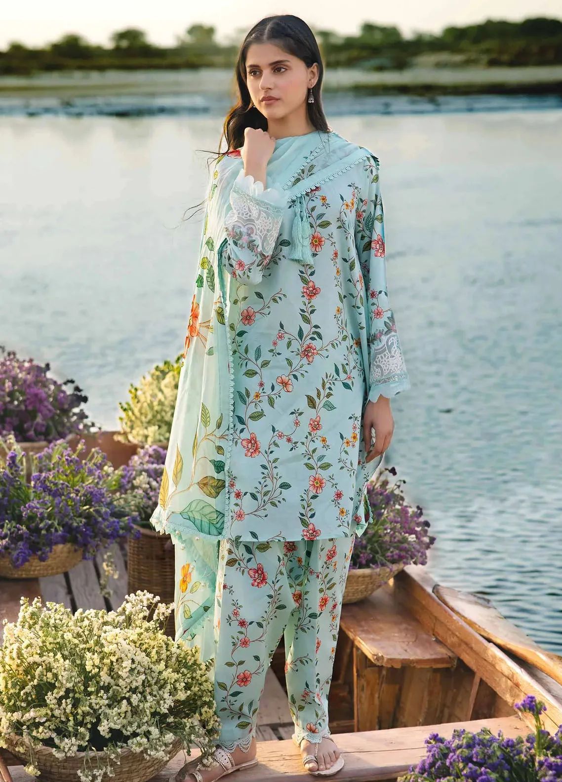 Maria b Wz-181 Premium Pure Lawn With Pure Chiffon Duppata 24 WEARZA