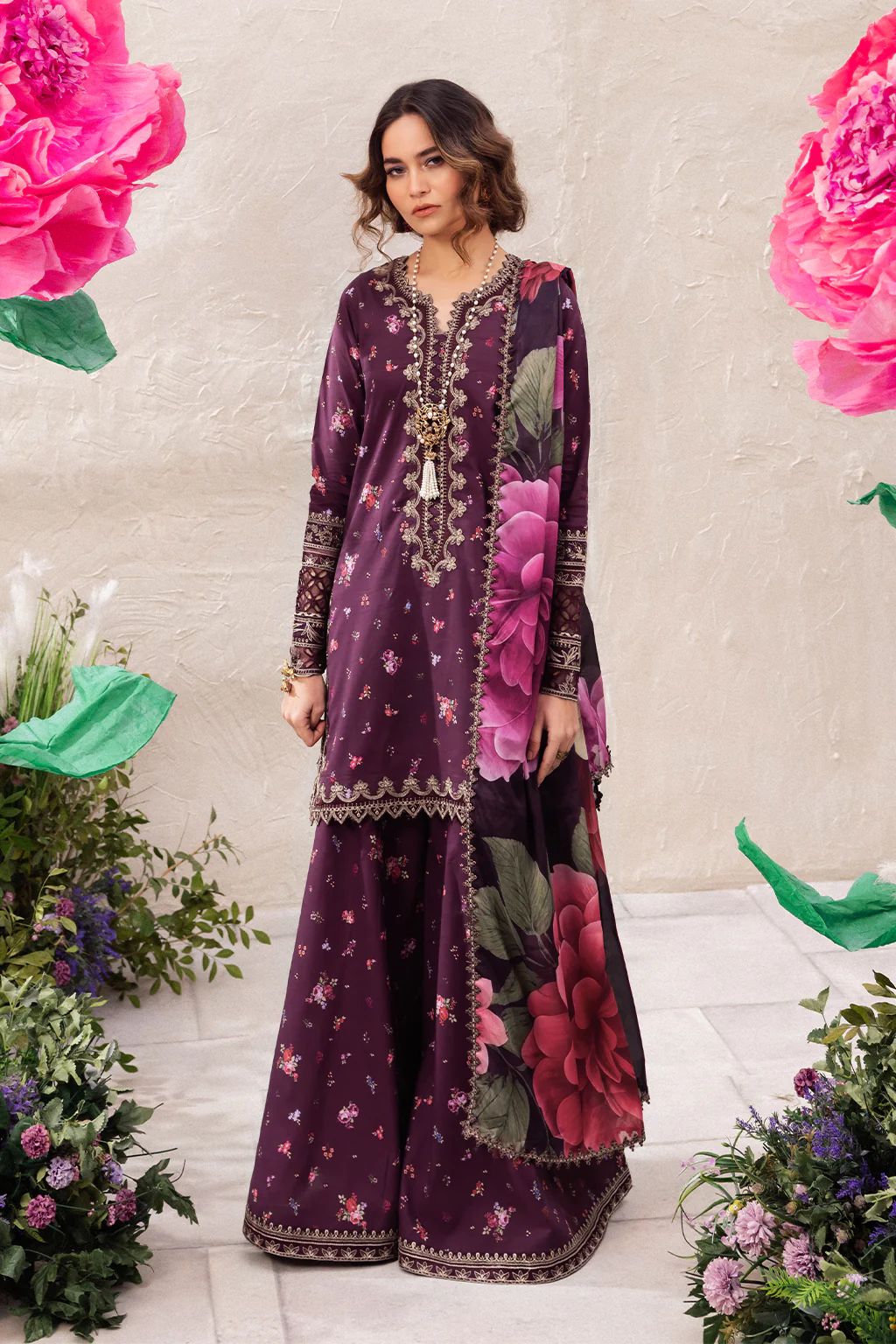 Iznik Beautiful Article Premium Pure Lawn Emb With Silk Duppata 2024 WEARZA