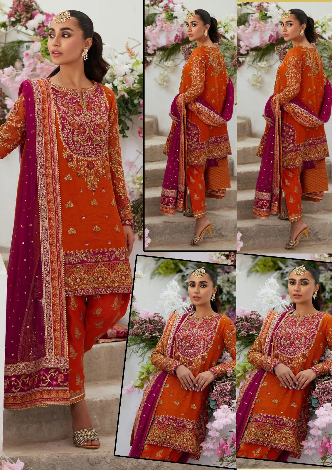 Wearza Wz-778 Best For Mehndi Party Wear Pure Chiffon Emb Dress 2024 WEARZA