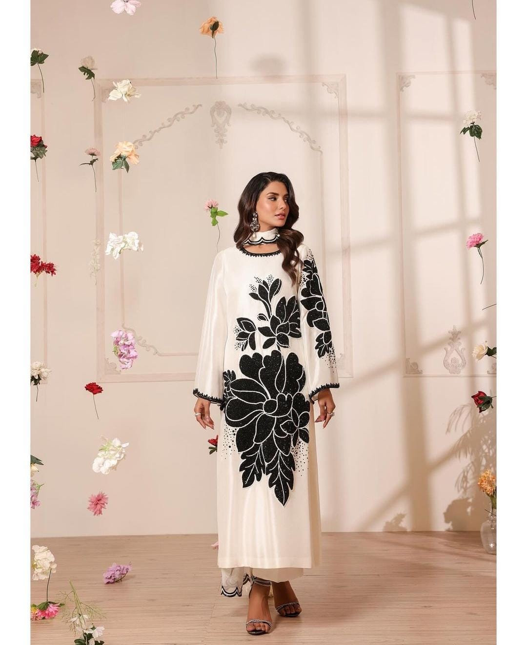 Wearza X Nomi Ansari Pure Silk Dress With Sequence Work Pakistani dress 2024