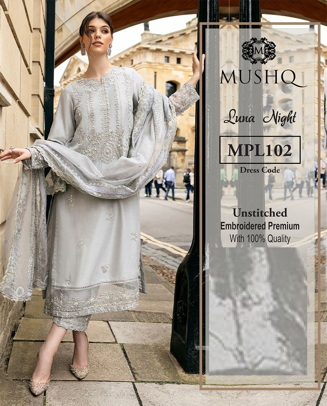 Mushq (Luna Night) Premium Pure Silk With Organza Duppata Pakistani dress 2024