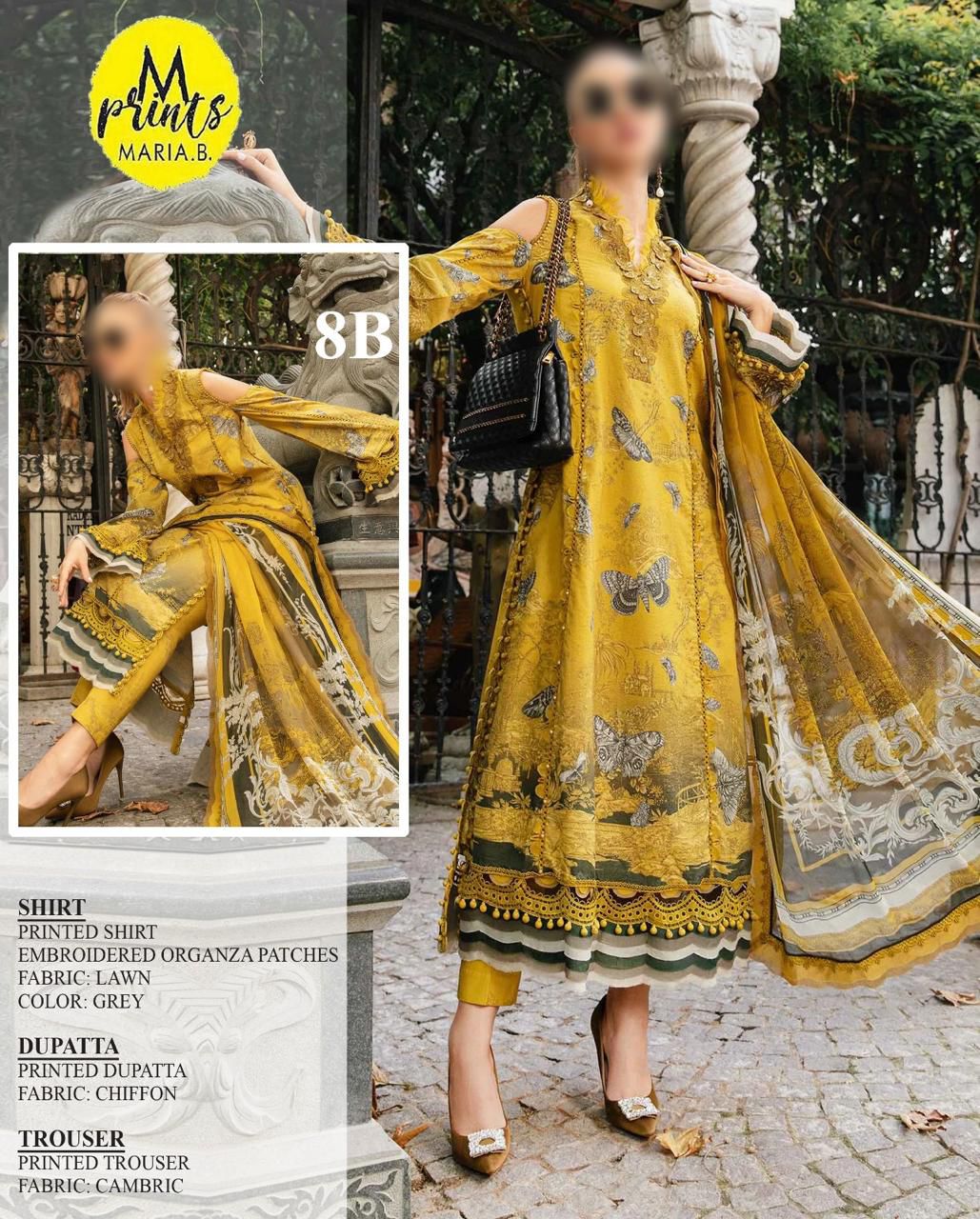 Maria B MPRINT WZ-08 Premium Pure Lawn With Pure Chiffon Duppata 2024