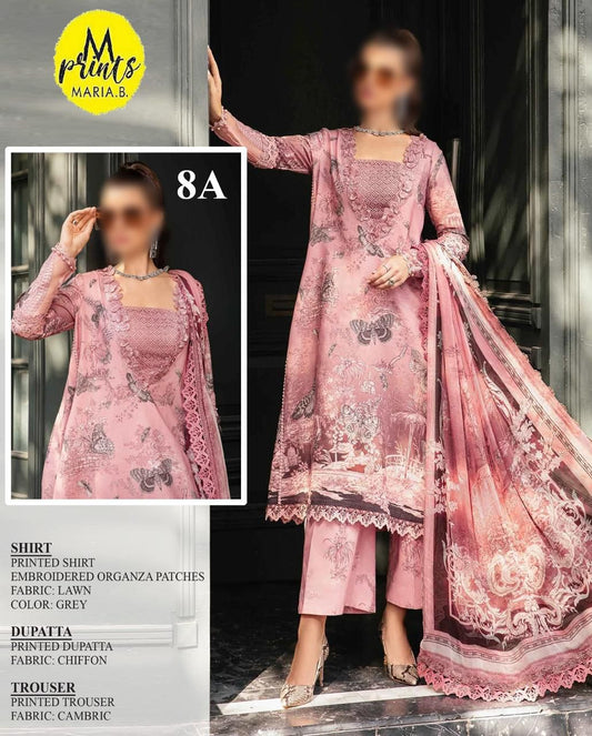 Maria B MPRINT WZ-08 Premium Pure Lawn With Pure Chiffon Duppata 2024