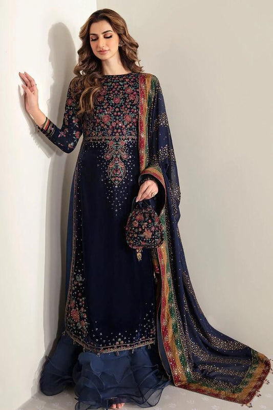 Jazmin Wz-07 Velvet Winter Dress With Chiffon Duppata 2024