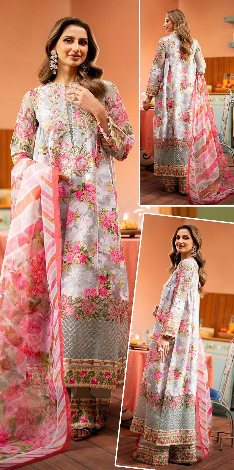 Wearza Wz-1022 Pure Silk Dress Embroidered Pakistani Dress 2024