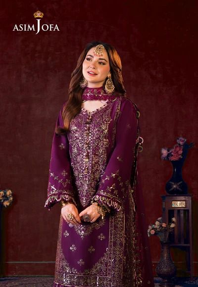 Asim Jofa Top Rated Dress Fully Dresss On Semi Pure Chiffon Party Wear Collection 2024