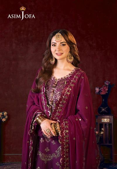 Asim Jofa Top Rated Dress Fully Dresss On Semi Pure Chiffon Party Wear Collection 2024