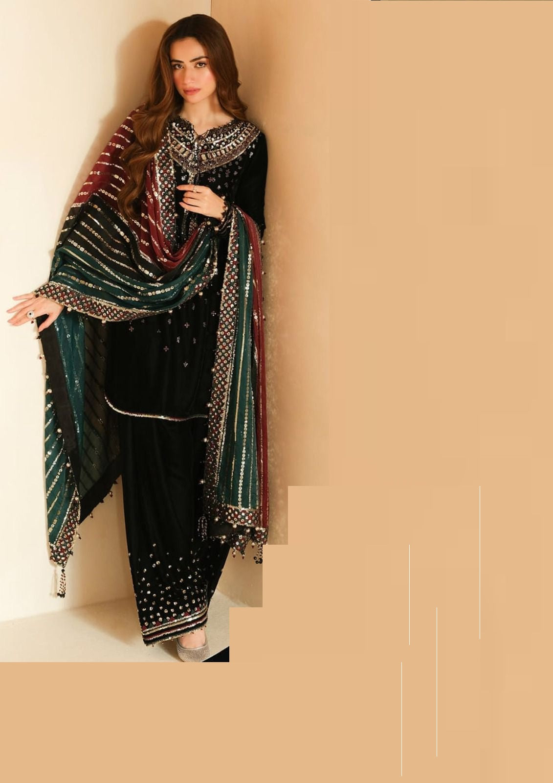 Wearza 100% Micro Velvet Pakistani Dress With Organza Embroidered Duppata 2024