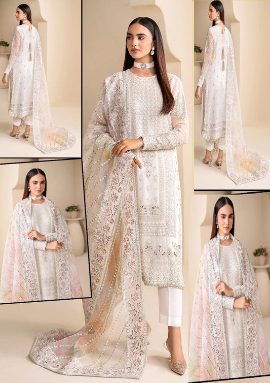 Wearza Wz-9044 Semi Pure Chiffon Dress With Organza Digital Duppata Most Hit Code 2025