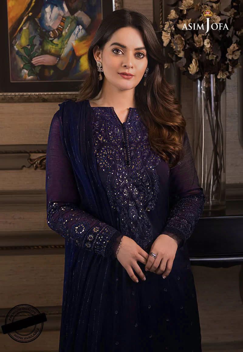 Asim Jofa x Minal Khan Pure Chiffon Party Wear Pakistani Dress 2025