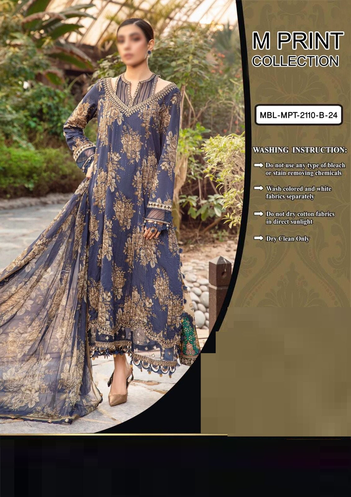 MB M PRINT PREMIUM PURE LAWN WITH CHIFFON DUPPATA 2024 - Wearza