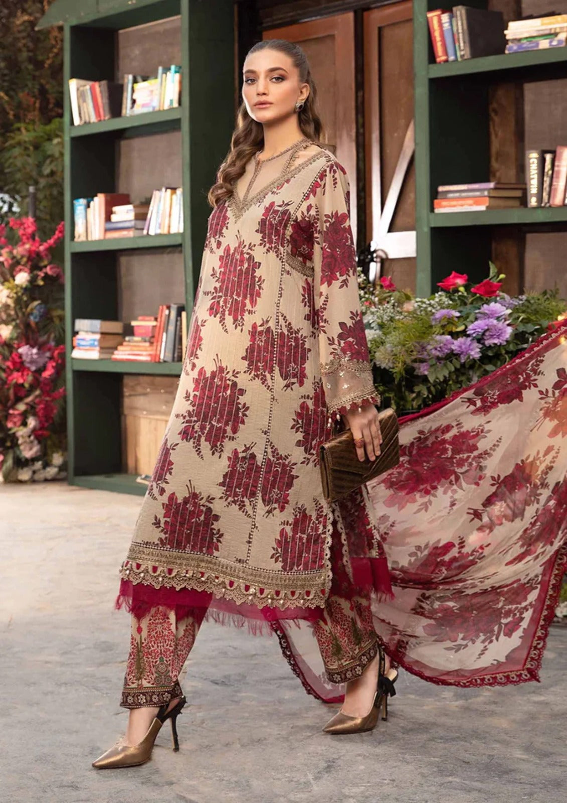 WEARZA X MARIA B M PRINT LAWN COLLECTION WITH CHIFFON DUPPATA - Wearza