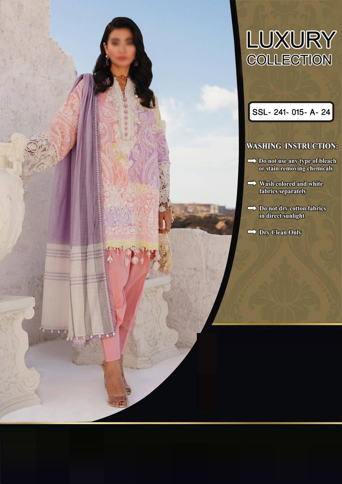 SANA SAFINAZ MUZZLIN X WEARZA PREMIUM PURE LAWN EMB WITH CHIFFON F - Wearza