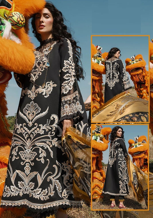 MUSHQ BLACK BEAUTY EMBROIDERED LUXURY CHIKANKARI PREMIUM PURE LAWN 2024 - Wearza