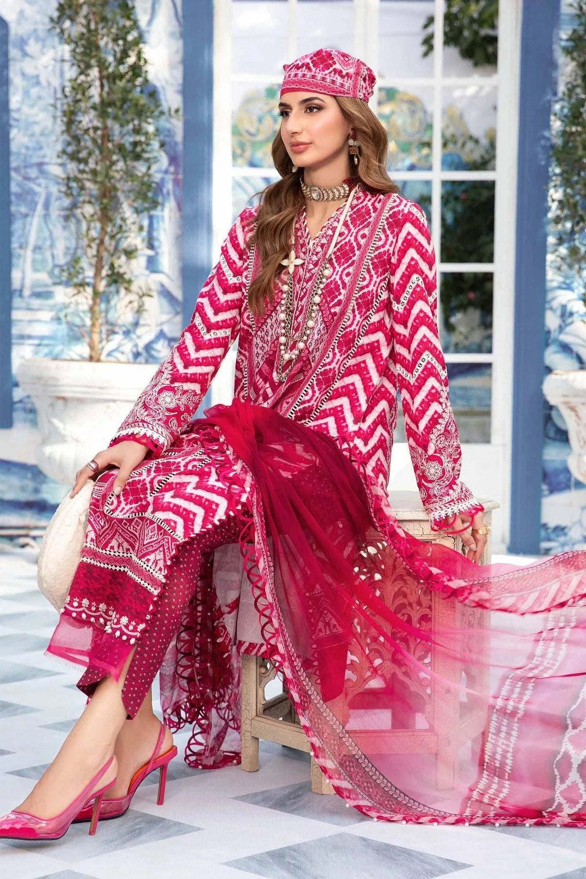 Maria B M-Print Vol 2 Most Hit Design Premium Pure Lawn Emb With Pure Chiffon Duppata 2024 - Wearza